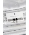 ietaks™ 316L Çelik Gümüş Renk Yonca Detaylı Kadın Küpe Seti