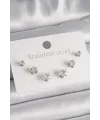 ietaks™ 316L Çelik Gümüş Renk Zirkon Taşlı Yıldız Model Kadın Küpe Seti