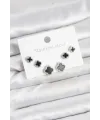 ietaks™ 316L Çelik Gümüş Renk Zirkon Taşlı Yonca Model Kadın Küpe Seti