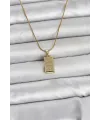 ietaks™ 316L Çelik Zincir Gold Renk Külçe Altın Model Kadın Kolye