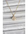 ietaks™ 316L Çelik Zincir Gold Renk Yonca Model Kadın Kolye