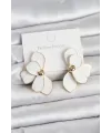 ietaks™ Beyaz Mineli Lotus Model Pirinç Kadın Küpe