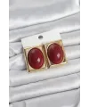 ietaks™ Bordo Kare Model Vintage Gold Renk Kadın Küpe