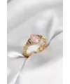 ietaks™ Gold Renk Pembe Damla Model Kadın Yüzük