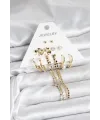 ietaks™ Gold Renk Pirinç 6lı Kadın Küpe Seti
