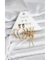 ietaks™ Gold Renk Pirinç 6lı Kadın Küpe Seti