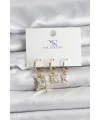 ietaks™ Gold Renk Zirkon Taşlı Kadın Küpe