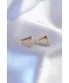 ietaks™ Gold Renk Zirkon Taşlı Üçgen Model Kadın Küpe