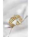 ietaks™ Gold Renk Zirkon Taşlı Yonca Model Kadın Yüzük