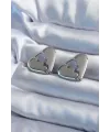ietaks™ Gümüş Renk Kırık Kalp Model Pirinç Kadın Küpe