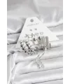 ietaks™ Gümüş Renk Pirinç 6lı Kadın Küpe Seti