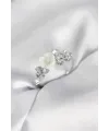 ietaks™ Gümüş Renk Pirinç Çiçek Model Zirkon Taşlı Kadın Yüzük