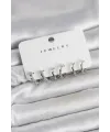 ietaks™ Gümüş Renk Pirinç Kemik Model 3 Çift Kadın Küpe Seti