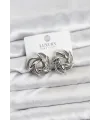 ietaks™ Gümüş Renk Pirinç Keskin Sarmal Model Kadın Küpe