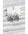 ietaks™ Gümüş Renk Pirinç Yarım Halka Model Kadın Küpe