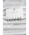 ietaks™ Gümüş Renk Pirinç Yıldız Modelli Kadın Küpe Seti