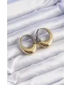 ietaks™ Pirinç Gold Gümüş Renkli Oval Bombeli Küpe