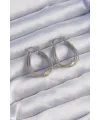 ietaks™ Pirinç Gold Gümüş Renkli Oval Çoklu Görünümlü Küpe