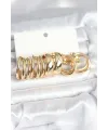ietaks™ Pirinç Gold Renk 3 Çift Vintage Kadın Küpe Seti