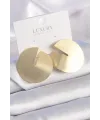 ietaks™ Pirinç Gold Renk Daire Plaka Model Kadın Küpe
