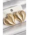 ietaks™ Pirinç Gold Renk İşlemeli Bomba Kalp Model Kadın Küpe