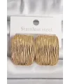 ietaks™ Pirinç Gold Renk İşlemeli Kare Plaka Model Kadın Küpe