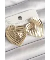 ietaks™ Pirinç Gold Renk İşlemeli Plaka Kalp Model Kadın Küpe