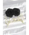 ietaks™ Pirinç Gold Renk Siyah Gül Model Kadın Küpe
