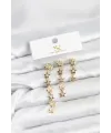 ietaks™ Pirinç Gold Renk Yıldız Model YSX Trio Küpe Seti