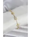 ietaks™ Pirinç Gold Renk Yıldız Model Zirkon Taşlı Kadın Bileklik