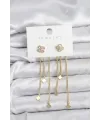 ietaks™ Pirinç Gold Renk Yonca Model Sallantılı Kadın Küpe