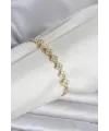 ietaks™ Pirinç Gold Renk Yonca Model Zirkon Taşlı Kadın Bileklik