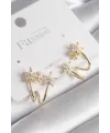 ietaks™ Pirinç Gold Renk Zirkon Taşlı Çiçek Model Kadın Küpe
