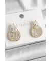 ietaks™ Pirinç Gold Renk Zirkon Taşlı Damla Model Kadın Küpe