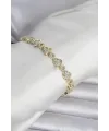 ietaks™ Pirinç Gold Renk Zirkon Taşlı Kalp Model Kadın Bileklik