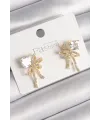 ietaks™ Pirinç Gold Renk Zirkon Taşlı Kurdele Model Kadın Küpe