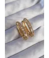 ietaks™ Pirinç Gold Renk Zirkon Taşlı Oval Model Küpe