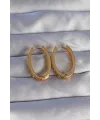 ietaks™ Pirinç Gold Renk Zirkon Taşlı Oval Model Küpe