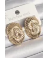 ietaks™ Pirinç Gold Renk Zirkon Taşlı Sarmal Model Kadın Küpe