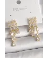 ietaks™ Pirinç Gold Renk Zirkon Taşlı Yağmur Model Kadın Küpe