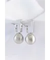 ietaks™ Pirinç Gümüş Renk Dikdörtgen Detay Oval Küpe