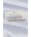 ietaks™ Pirinç Gümüş Renk İnce Oval Küpe Seti