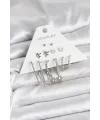 ietaks™ Pirinç Gümüş Renk Küpe Seti 6lı