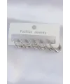 ietaks™ Pirinç Gümüş Renk Oval Küpe Seti
