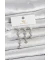 ietaks™ Pirinç Gümüş Renk Sıralı Kutup Yıldızı Model 3lü Kadın Küpe
