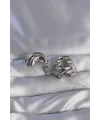 ietaks™ Pirinç Gümüş Renk Tırtıklı Bombe Model Küpe