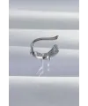 ietaks™ Pirinç Gümüş Renk Zirkon Taş Kaplama Earcuff Küpe