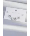 ietaks™ Pirinç Gümüş Renk Zirkon Taşlı Damla Model Küpe Seti