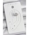ietaks™ Pirinç Gümüş Renk Zirkon Taşlı Kadın Kıkırdak Model Küpe