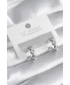 ietaks™ Pirinç Gümüş Renk Zirkon Taşlı Kadın Küpe